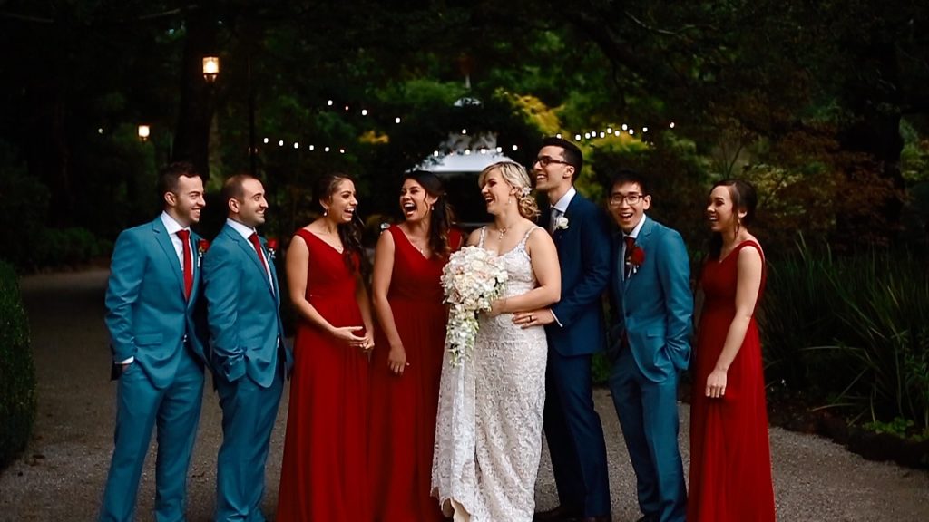 Bridal Party Laughing together Melbourne Wedding Videography and Photography