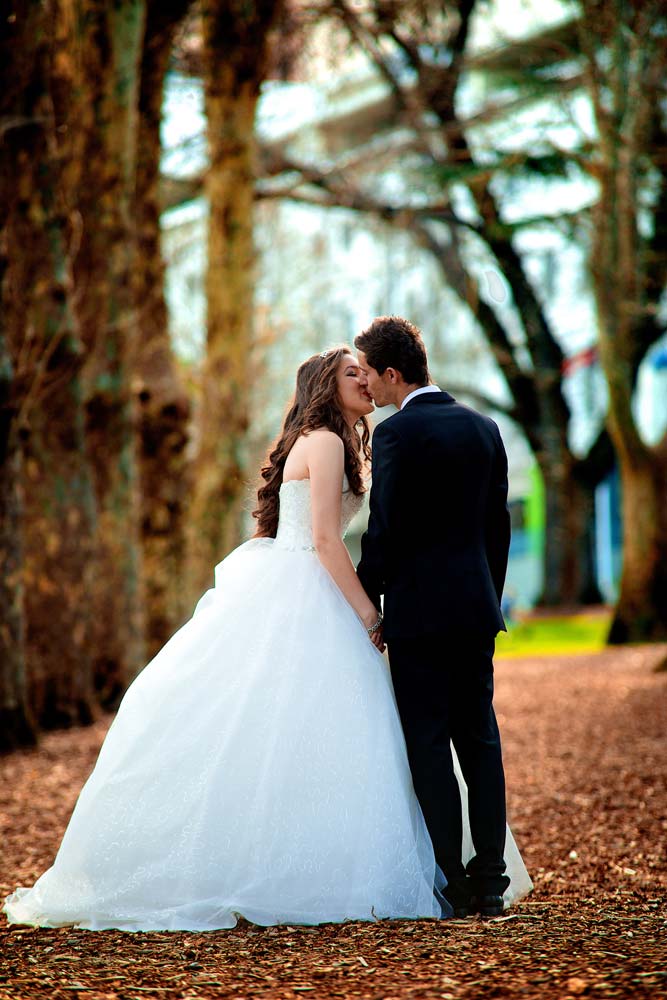 Bride and Groom kissing at Fitzroy gardens Melbourne Wedding Videography and Photography